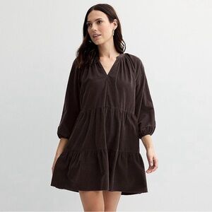 Sonoma Dark Brown Long Sleeve Dress-XXL